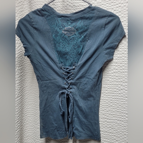 Harley-Davidson Gray and Blue Graphic Tee - Picture 3 of 8